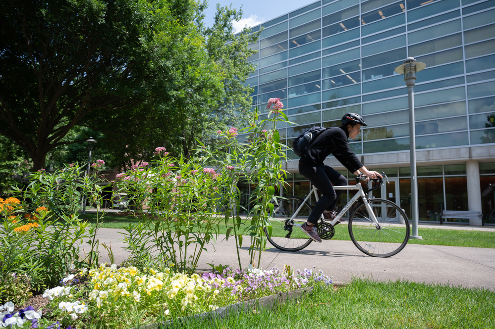 Image of biker on Georgia Tech campus