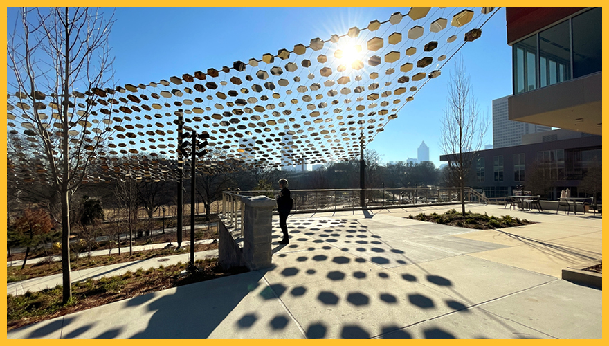 image of the hexagonal tiles of the Pathway of Progress: Celebrating Georgia Tech Women
